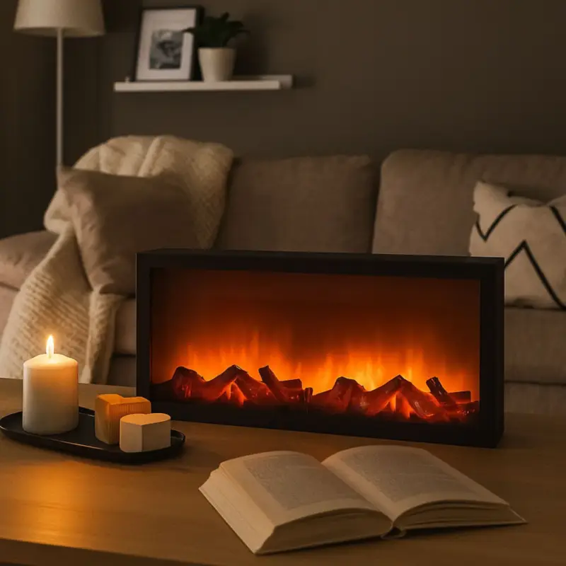 Hit sprzedaży Sztuczny kominek LED, dekoracja świąteczna, 57 x 25 cm