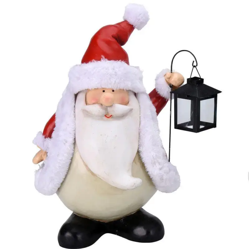 Cena promocyjna Figurka Św. Mikołaja z lampionem w lewej ręce, dekoracja świąteczna, 31 cm