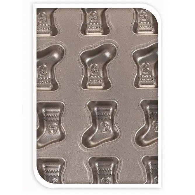 Łatwy zwrot Foremki świąteczne do pieczenia ciastek, non-stick, motyw skarpet, 35 x 26 cm