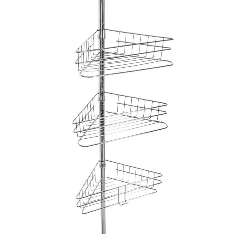 Super okazja Półka teleskopowa pod prysznic 135-290 cm, 3 poziomy, narożna
