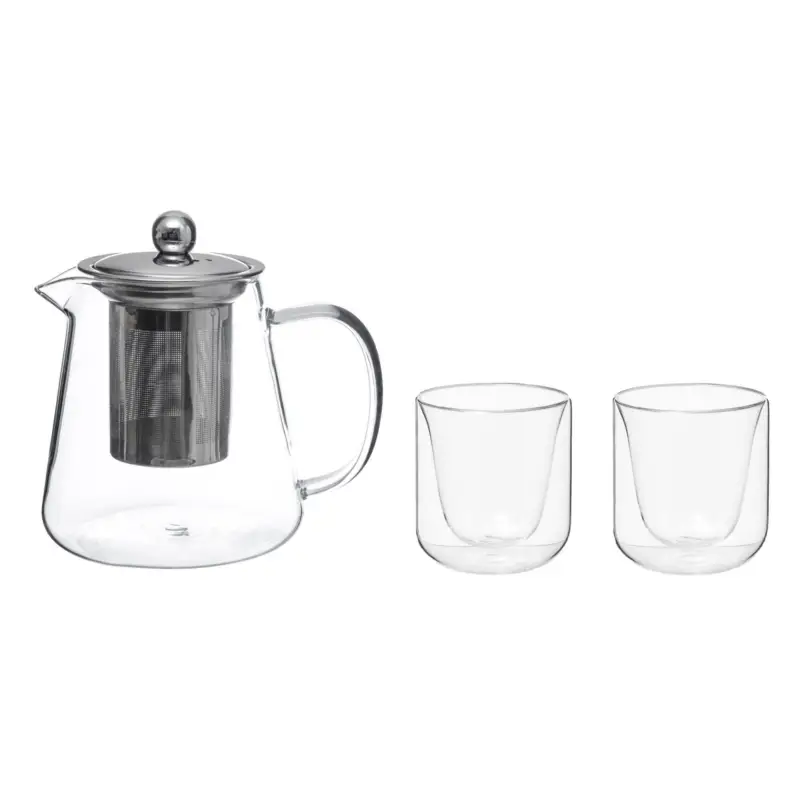 Dzbanek do herbaty z kubkami, szklany, 600 ml Bestseller