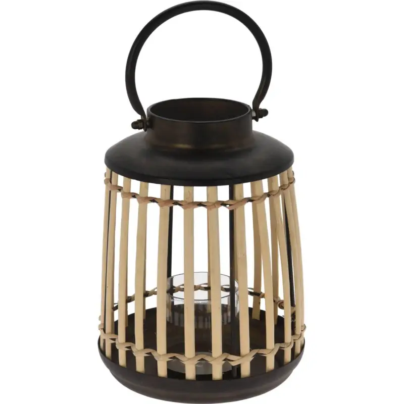Najlepsza cena Lampion bambusowy z metalowym korpusem, Ø 18,5 x 24 cm