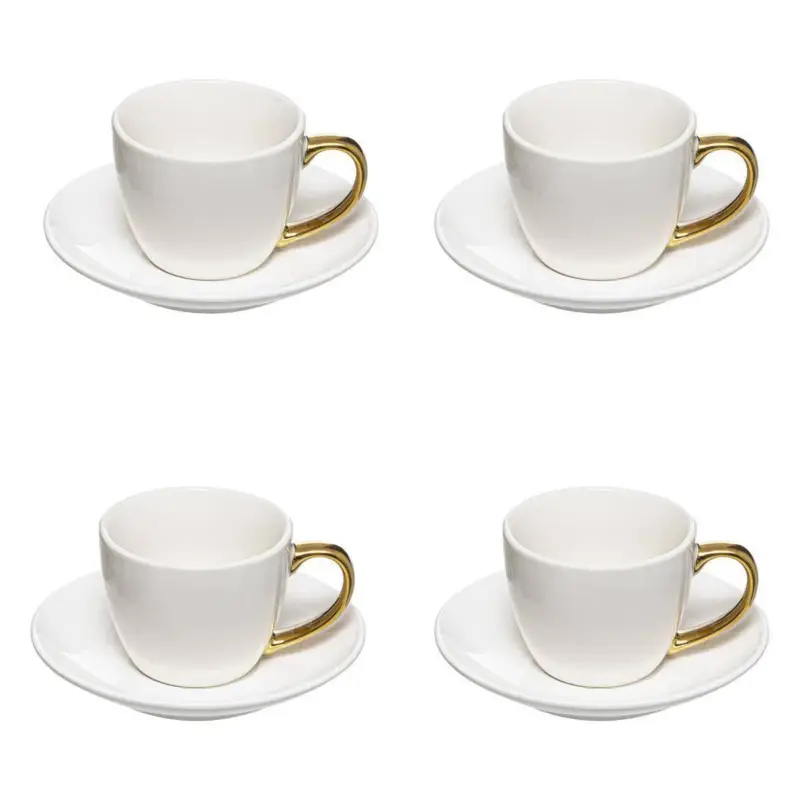 Serwis do herbaty z porcelany, 4 filiżanki + 4 spodki, 90 ml Oferta czasowa