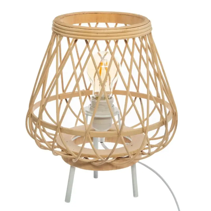 Sprawdź teraz OUTLET Lampa stołowa z ażurowym kloszem, bambusowa, 31 cm