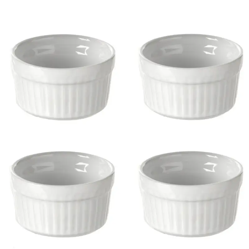 Kup online Kokilki ceramiczne do zapiekania, 4 sztuki, Ø 7 cm, kolor biały