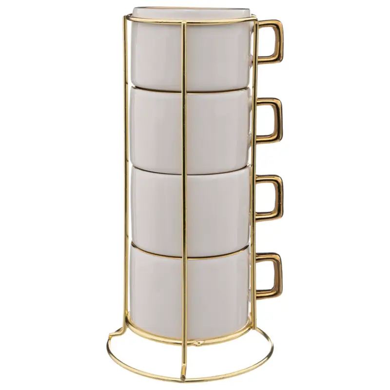 Darmowa dostawa Filiżanki ceramiczne na stojaku ARYA, 170 ml, 4 sztuki