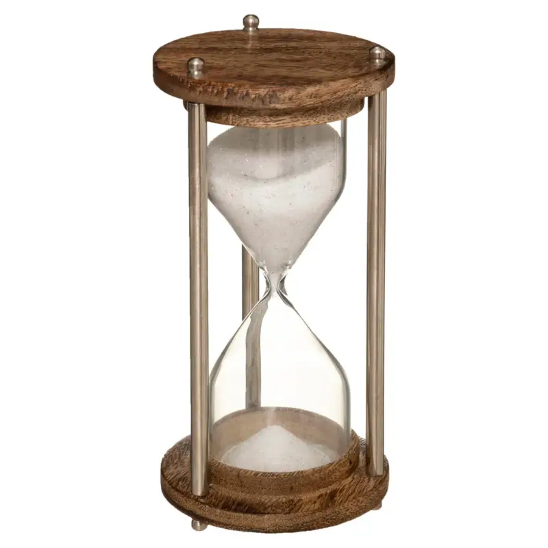 Oferta limitowana Ozdobna klepsydra, obudowa z drewna mango i metalu