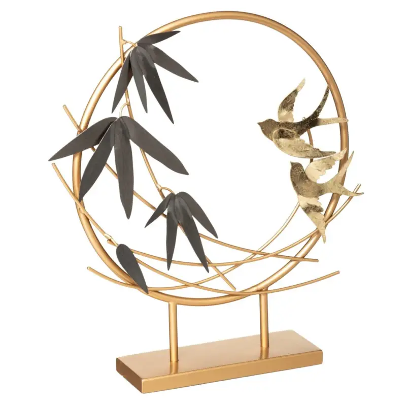 Oferta limitowana Figurka dekoracyjna z motywem roślin i ptaków, metal