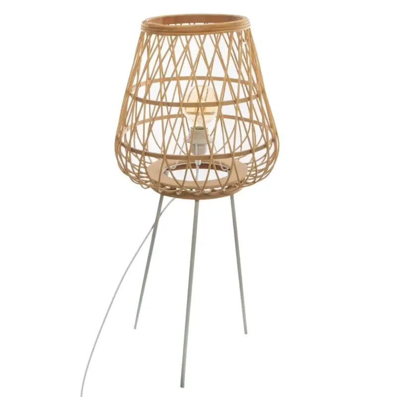 Lampa podłogowa trójnóg Mina, klosz z bambusowej plecionki, wys. 76 cm Zamów dziś