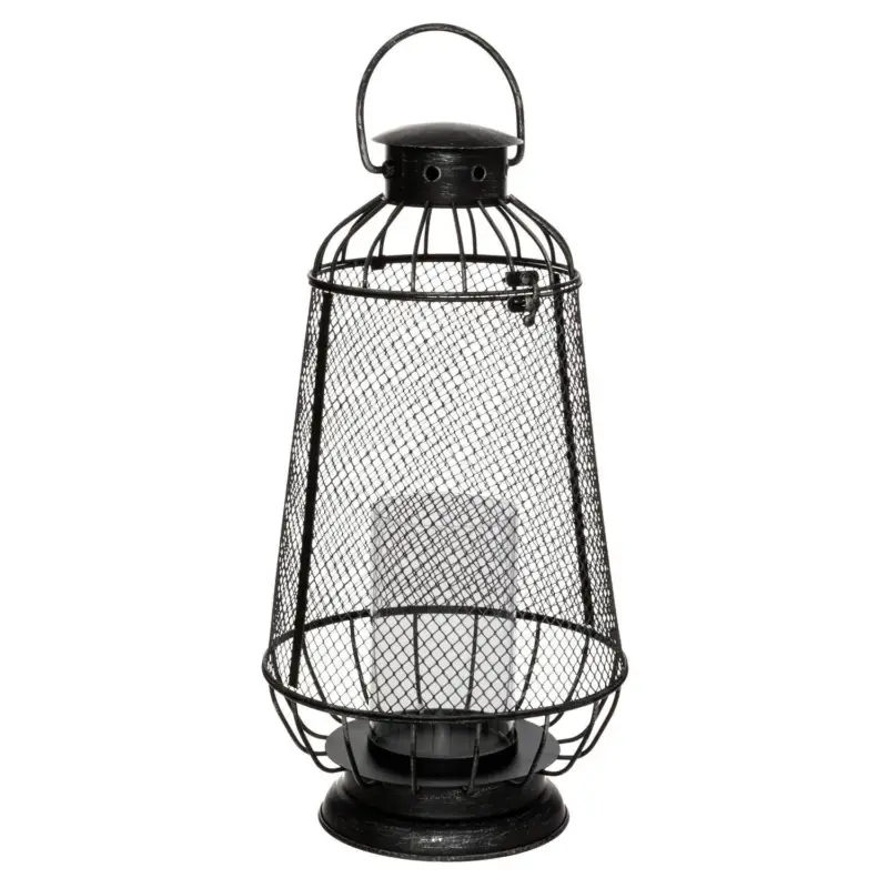 Ekspresowa dostawa Lampion metalowy ażurowy w stylu lampy naftowej, 43,5 cm