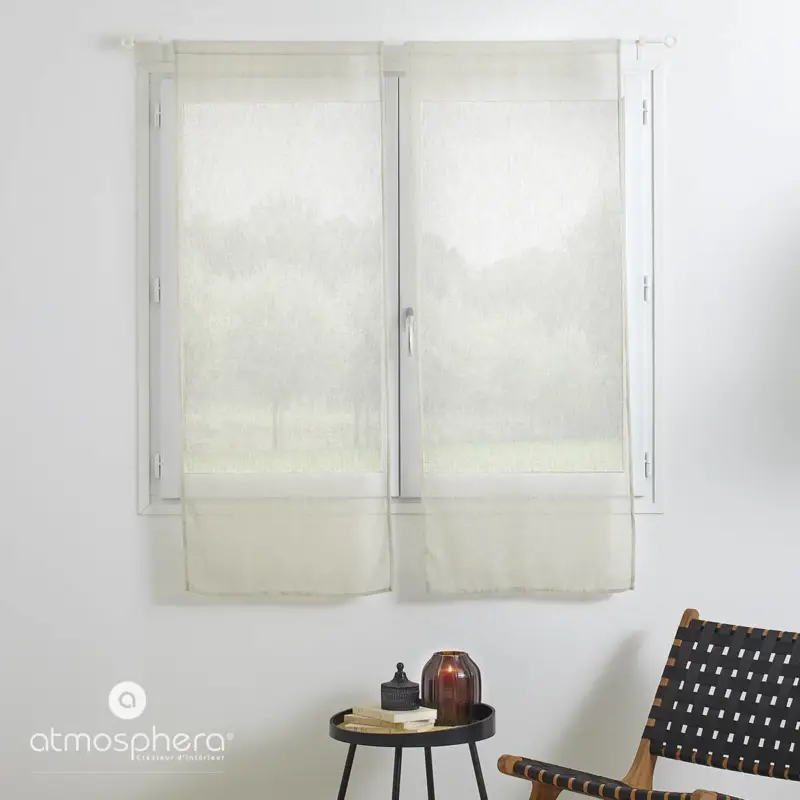 Firanki krótkie, efekt lnu, 100% poliester, 2 sztuki, 60 x 160 cm Nowy