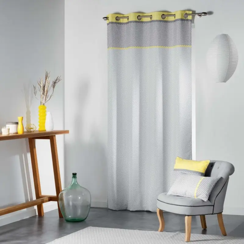 OUTLET Zasłona okienna MATIK, 140 x 260 cm, z żółtym akcentem Oferta limitowana