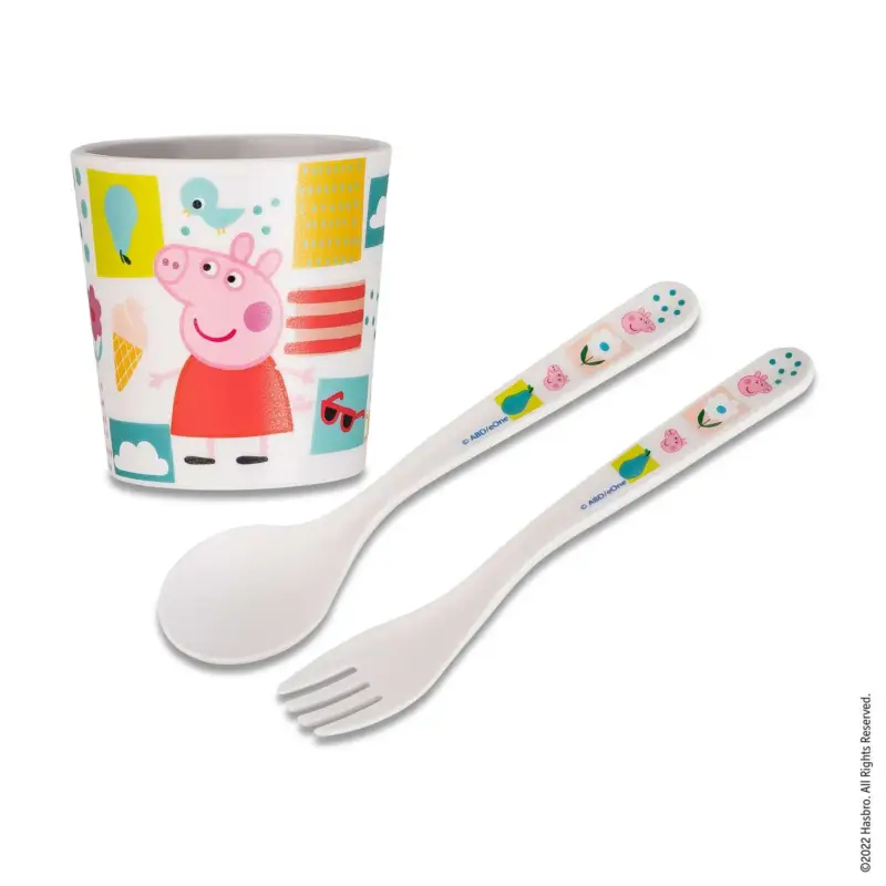 Nie przegap Kubek + zestaw sztućców, EASY EATER ŚWINKA PEPPA, 3 elementy, KOZIOL