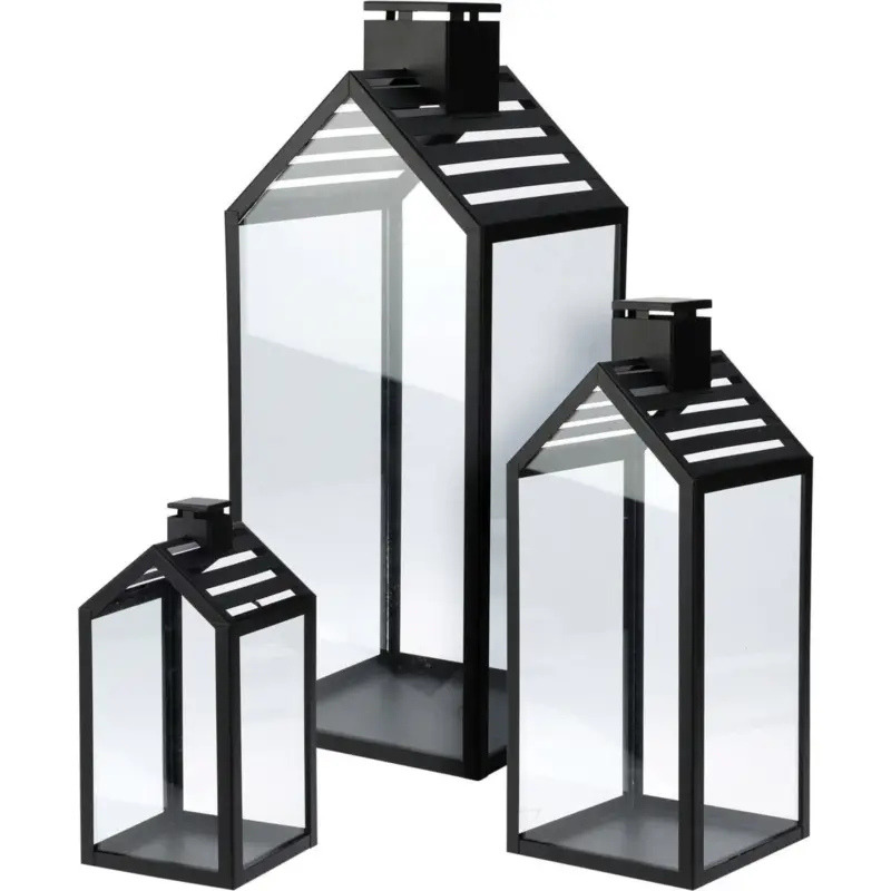Popularny OUTLET Lampiony czarne metalowe, 3 sztuki
