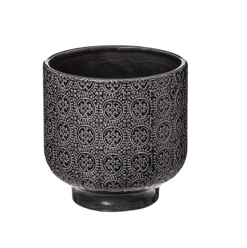 Nowość OUTLET Doniczki ceramiczne, czarne, 2 sztuki