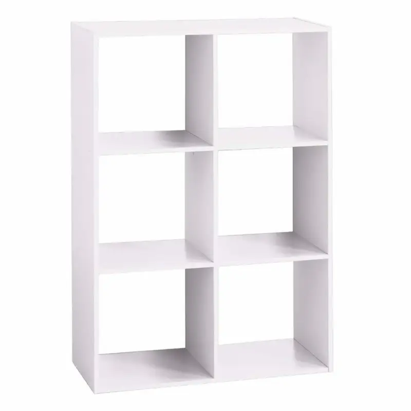 OUTLET Półka dekoracyjna stojąca, prostokątna, biała, 6 przegród, 68 cm x 100,5 cm Niska cena