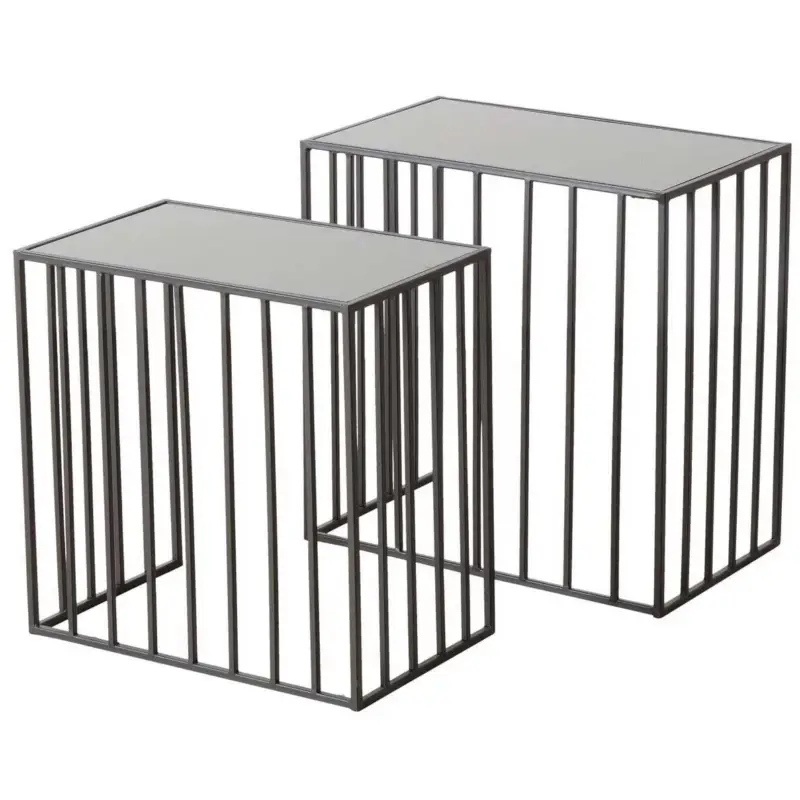 Stoliki do salonu metalowe JORIS, lustrzany blat, 2 sztuki Taniej