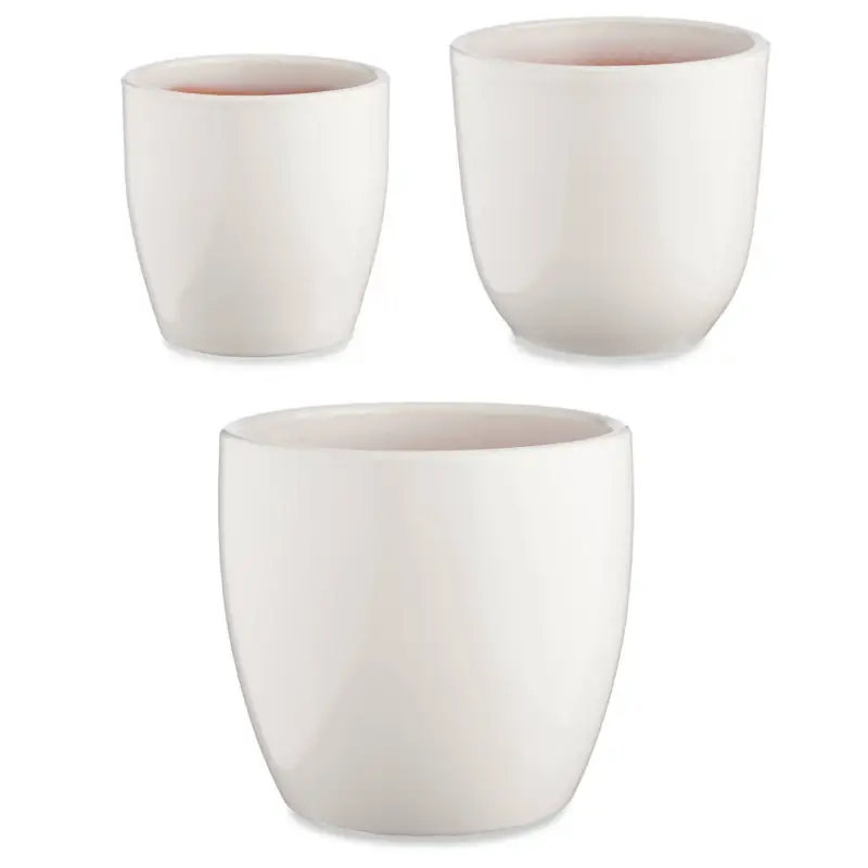 Ekspresowa dostawa Zestaw doniczek ceramicznych, okrągłych, zwężana podstawa, 3 sztuki