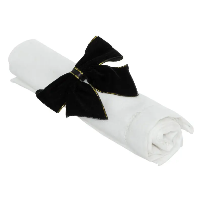 Obrączka na serwetki z czarną kokardą, 2 sztuki Oferta
