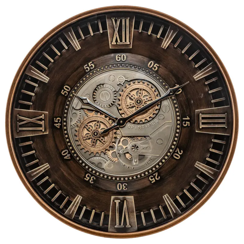 Zniżka Zegar w stylu retro z widocznym mechanizmem YONI, Ø 59 cm