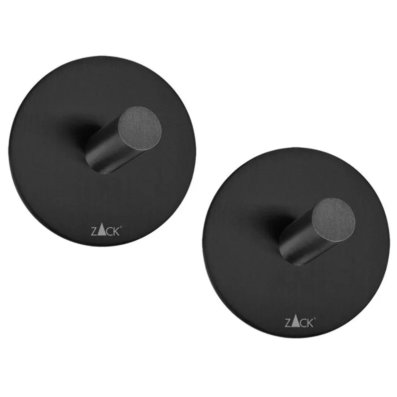 Wieszaki na ręcznik 4,5 cm, zestaw 2 sztuk, czarne, stal nierdzewna, Zack Oferta czasowa
