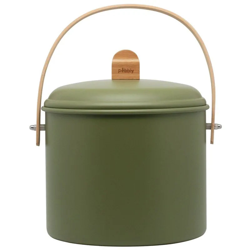 Kompostownik NBA235 7 l, oliwkowy, stal i bambus, Pebby Niska cena