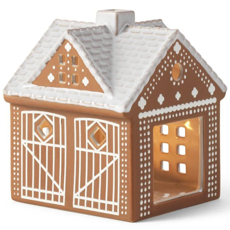 Bestseller Świecznik na tealighty GINGERBREAD CHRISTMAS STABLE 11,5 cm, brązowy, kamionka, Kähler
