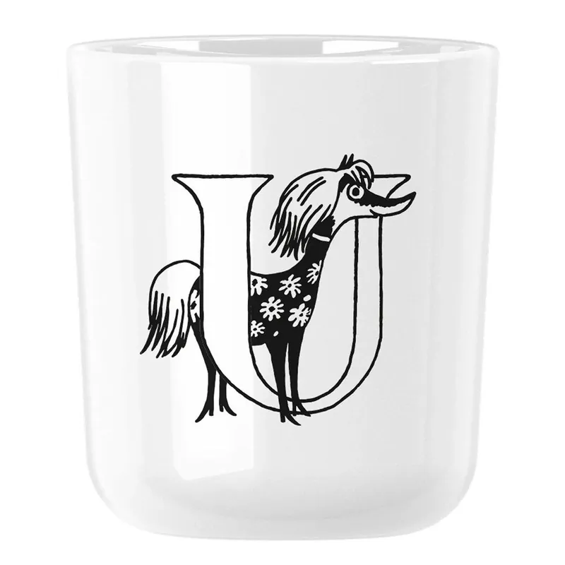 Szybka wysyłka Plastikowy kubek MOOMIN ABC 200 ml, litera U, biały, RIG-TIG
