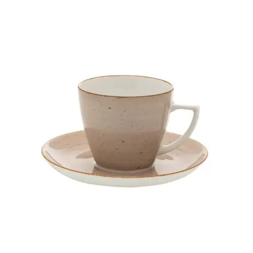 Popularny Filiżanka ze spodkiem Beata/Dorota Kolory ziemi Brązowy Lubiana 350 ml/17.5 cm