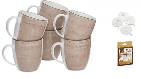 Darmowy zwrot LUBIANA KUBEK PORCELANOWY DO KAWY ZESTAW 6 KUBKÓW KUBKI NA PREZENT 380 ML
