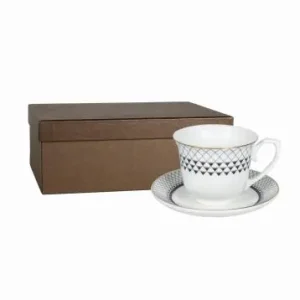 2 x Filiżanka Ze Spodkiem Do Kawy 250 ml Zestaw Kawowy Porcelana Livello Popularny