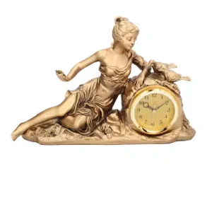 Zamów dziś Livello Zegar Kominkowy Stojący Ceramiczny Retro Złoty 28 cm Duży Kobieta