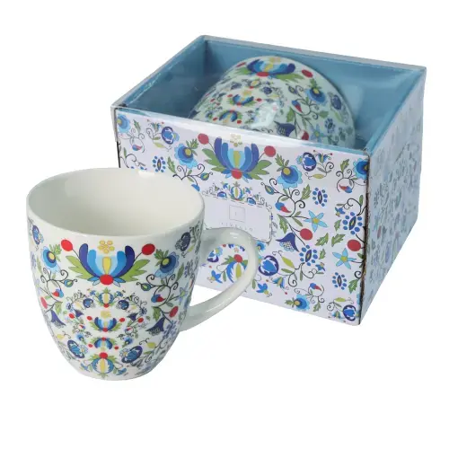 Livello Kubek porcelanowy MEGA 1000ml do herbaty duży folklor kaszubski Hit sprzedaży