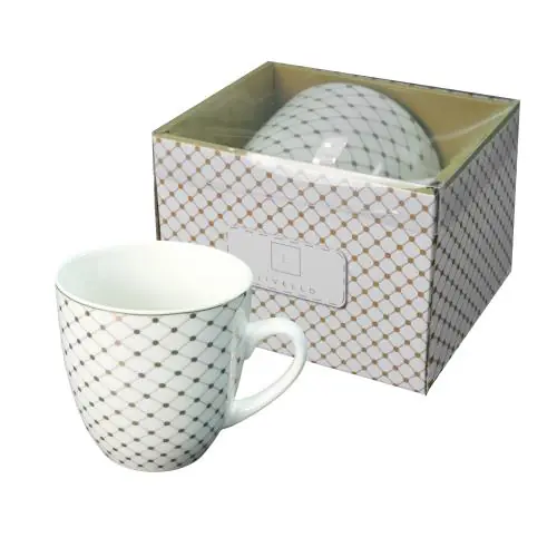 Szybka wysyłka Kubek porcelanowy złote kropki do herbaty kawy JUMBO 1000ml