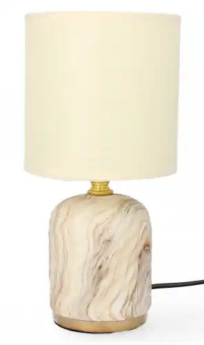 Łatwy zwrot LAMPA CERAMICZNA LIVELLO 26,5 CM KREMOWA LAMPKA NOCNA Z KABLEM ABAŻUR