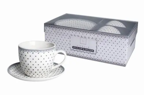 2 x Filiżanka Ze Spodkiem Do Kawy 250 ml Zestaw Kawowy Porcelana Livello Ograniczona ilość