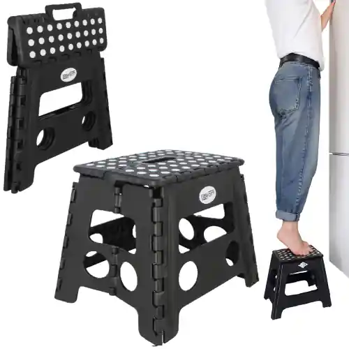 Niska cena Taboret składany stołek podnóżek antypoślizgowy czarny Easyform 32cm 150kg