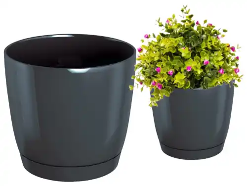 Oferta czasowa Doniczka z podstawką okrągła Coubi grafit 10x9,2cm