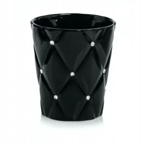 Ostatnia szansa Doniczka ceramiczna czarna glamour cyrkonie 15 cm