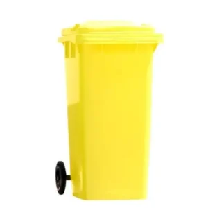 Kosz na śmieci na plastik żółty na kółkach 240 l Najlepsza cena