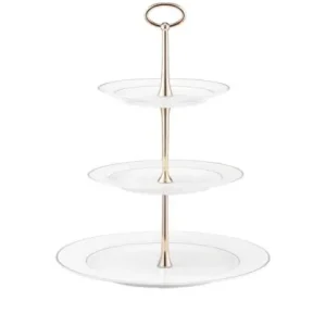 Ograniczona ilość Ambition Patera na ciasto trzypoziomowa biała porcelanowa 34 cm