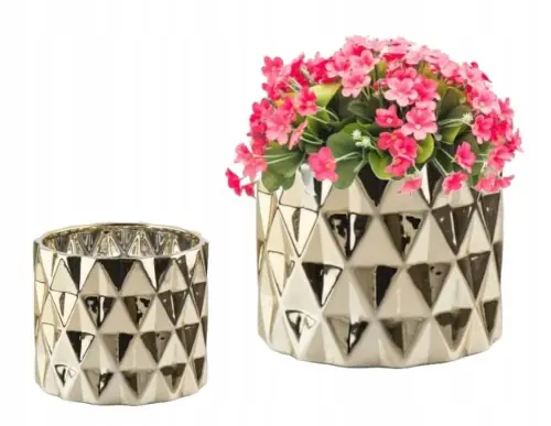 Osłonka ceramiczna złota glamour 13x12cm elegancka Oferta