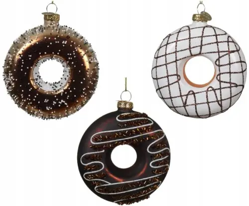 Szklany donut zawieszka na choinkę 9cm 1szt Popularny