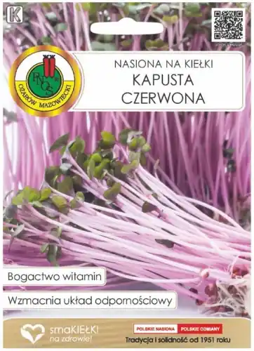 Nasiona na kiełki Kapusta czerwona 8g Smak natury i zdrowie w jednym Darmowy zwrot