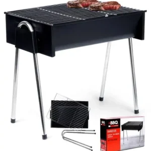 Grill węglowy turystyczny 48x33x46cm przenośny stal nierdzewna czarny Sprawdź teraz
