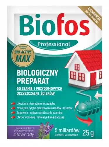 Preparat do szamb Biofos 25g saszetka, aktywne bakterie i enzymy, lawendowy Premium