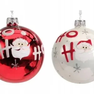 Bombka choinkowa szklana 8 cm czerwona biała połyskująca 1 szt. Wyjątkowa oferta