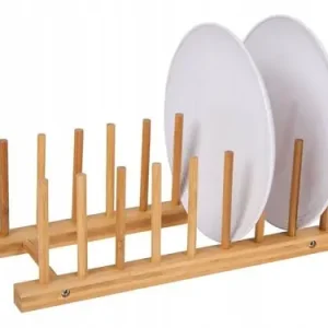 Stojak na talerze bambusowy ociekacz 8 miejscowy 34x13,5cm Hit sprzedaży