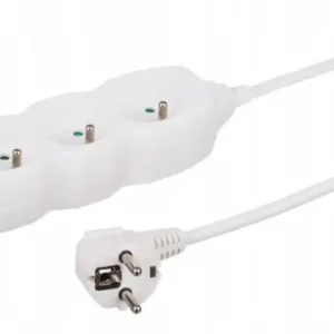 Oferta Przedłużacz 3 gniazdowy 1m biały 250V 16A OWY 3x1 mm²