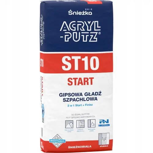 Promocja Śnieżka Acryl-Putz ST10 gładź szpachlowa śnieżnobiała 20kg
